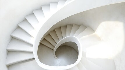 Fototapeta premium Spiral staircase, top view, focus on the steps with empty space for text