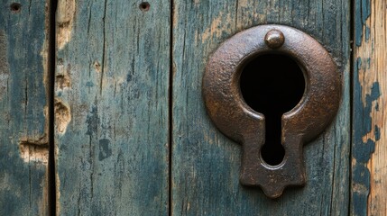 Top view of a door with a keyhole, clean area with space for text