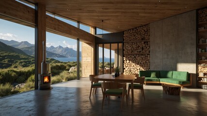 Fototapeta premium modern eco home in the mountains
