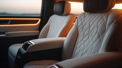 Luxurious and comfortable car seats with elegant design, perfect for showcasing high-end automotive interiors.