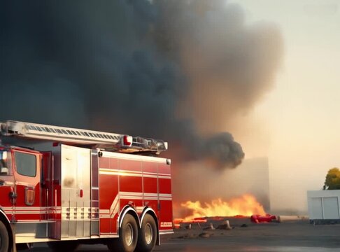 Fire scene fire truck video