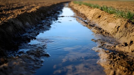 Obraz premium Farmers Implementing Water Conservation Strategies During Drought Season