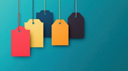 Black Friday discount tags, colorful and dynamic, flat design illustration