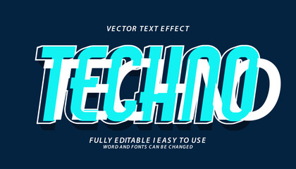 3d editable techno text effect graphic style template