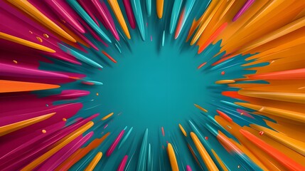 Stylized American flag in a celebratory atmosphere, with abstract fireworks, pop art style, bold colors, sharp lines, vector illustration