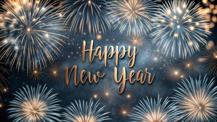  fire work background text happy new year 2025