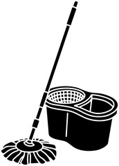 hygiene illustration housework silhouette clean logo mop icon service outline house home cleaner household housekeeping floor cleaning work washing shape wash room sanitary for vector graphic