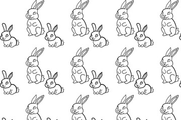 pattern of cute bunnies, easter, wrapping paper, black and white