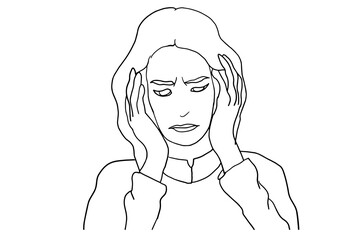 illustration of woman covering her ears, violence, psychological, therapy