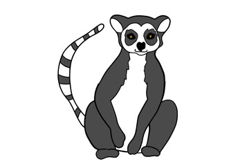 illustration of cute gray lemur