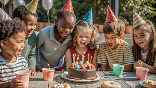  kids birthday party group of diverse kids