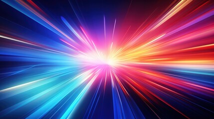 Abstract colorful light streaks converging in the center.