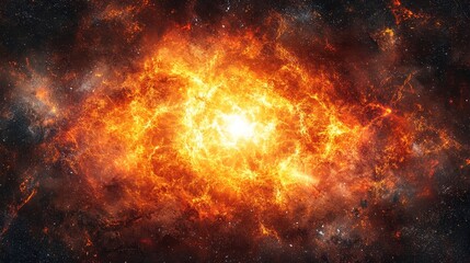 Cosmic Firestorm A fiery nebula explodes with radiant energy, illuminating the surrounding darkness with a breathtaking spectacle of color and light