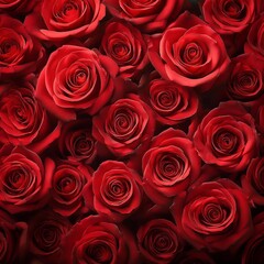 Natural red roses background. Color of the holiday. Gift to a woman. Deep red color.