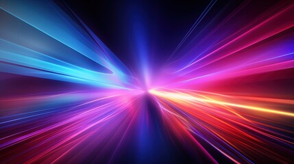 Abstract colorful lines converging in a bright burst.