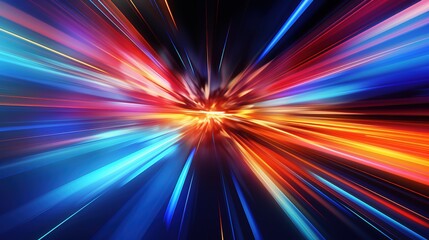 Obraz premium Abstract colorful lines radiating outwards, representing speed, motion, and energy.