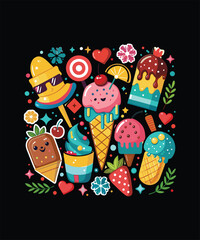 Obraz premium Colorful Summer T-shirt Vector Design 