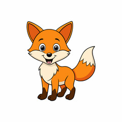 Fox isolated on white, fox vector illustration, pet vector art, fox silhouette, animal vector icon, cute smiling fox line art, eps