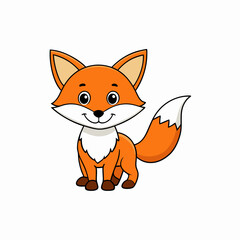 Obraz premium Fox isolated on white, fox vector illustration, pet vector art, fox silhouette, animal vector icon, cute smiling fox line art, eps