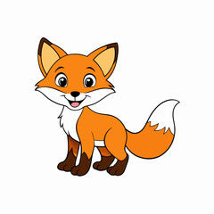 Obraz premium Fox isolated on white, fox vector illustration, pet vector art, fox silhouette, animal vector icon, cute smiling fox line art, eps