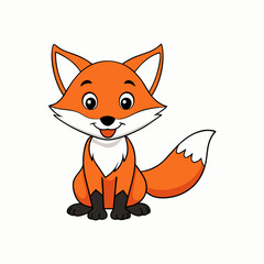 Obraz premium Fox isolated on white, fox vector illustration, pet vector art, fox silhouette, animal vector icon, cute smiling fox line art, eps