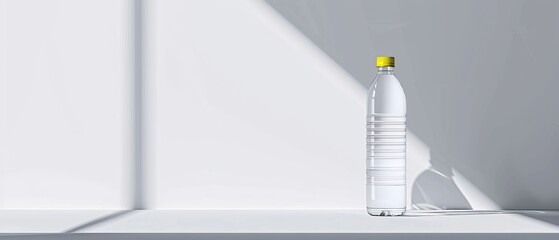A single water bottle on a clear background, uncomplicated design, 2D vector, minimalist and plain