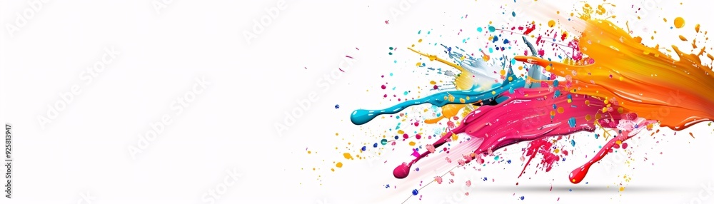 Poster a colorful abstract background with splashes of paint and dynamic brush strokes, perfect for adding 