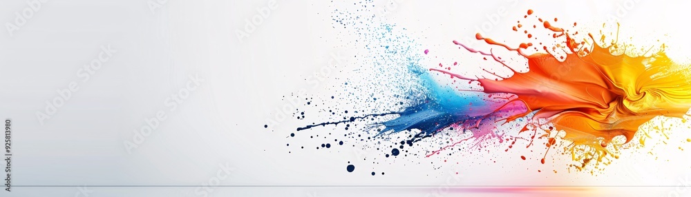 Poster a colorful abstract background with splashes of paint and dynamic brush strokes, perfect for adding 