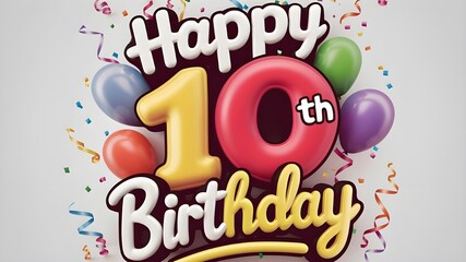 Happy 10th birthday with cake and candles