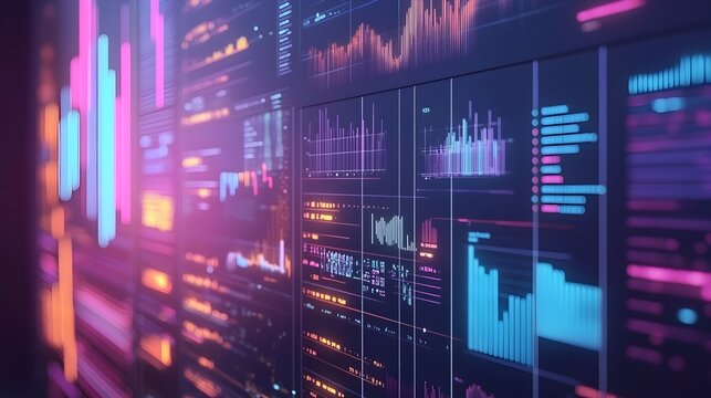 Dynamic Financial Data Analytics Dashboard with Colorful Charts and Graphs