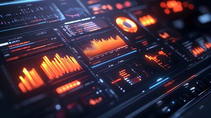Fototapeta premium Digital Financial Data Visualization Dashboard with Analytics Graphs and Charts