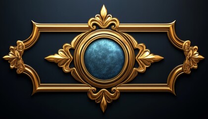 Ornate Gold Frame with a Blue Oval Centerpiece