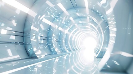 Obraz premium A futuristic tunnel with a bright white light at the end