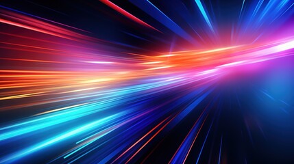 Abstract digital art of colorful light streaks on a dark background.