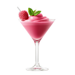 Close-up of a Raspberry Martini Cocktail with a Garnish of Fresh Mint
