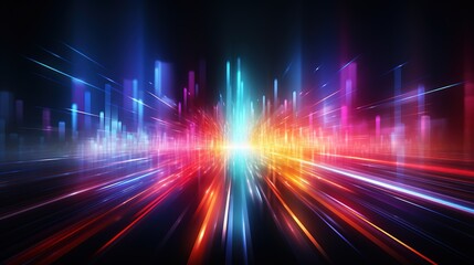 Abstract digital art with bright neon colors and glowing lines.