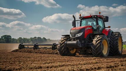 Fototapeta premium agricultural machinery and vehicles working in the processing of agricultural fields 