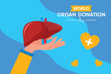 World organ donation day concept. Colored flat vector illustration isolated.