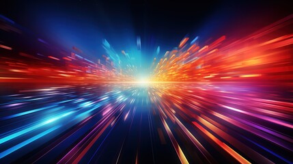 Abstract futuristic background with glowing lines converging towards a central light source.