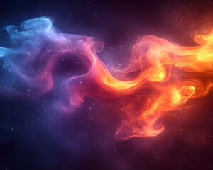 Abstract colorful smoke on black background with copy space. Fancy colorful cloud in space