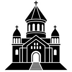 church of the holy cross isolated on white, tsminda sameba vector illustration, christan vector art, bottle silhouette, tsminda sameba vector icon, tsminda sameba line art,eps
