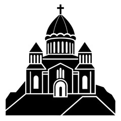 Fototapeta premium church of the holy cross isolated on white, tsminda sameba vector illustration, christan vector art, bottle silhouette, tsminda sameba vector icon, tsminda sameba line art,eps 