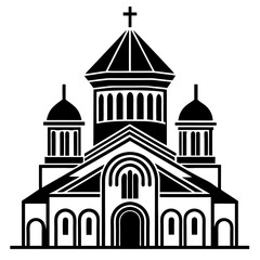 church of the holy cross isolated on white, tsminda sameba vector illustration, christan vector art, bottle silhouette, tsminda sameba vector icon, tsminda sameba line art,eps
