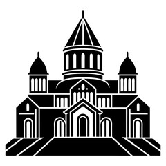 church of the holy cross isolated on white, tsminda sameba vector illustration, christan vector art, bottle silhouette, tsminda sameba vector icon, tsminda sameba line art,eps
