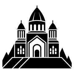 church of the holy cross isolated on white, tsminda sameba vector illustration, christan vector art, bottle silhouette, tsminda sameba vector icon, tsminda sameba line art,eps
