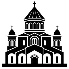 church of the holy cross isolated on white, tsminda sameba vector illustration, christan vector art, bottle silhouette, tsminda sameba vector icon, tsminda sameba line art,eps
