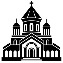 church of the holy cross isolated on white, tsminda sameba vector illustration, christan vector art, bottle silhouette, tsminda sameba vector icon, tsminda sameba line art,eps
