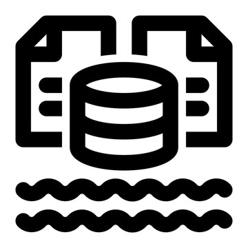 data lake, data source, data repository, data storage, big data, database outline icon