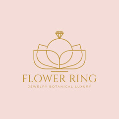 jewelry logo ring diamond luxury flower beauty  simple vector icon symbol minimalist design