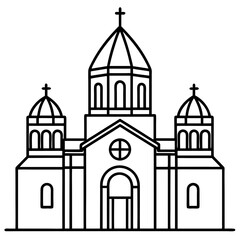 church of the holy cross isolated on white, tsminda sameba vector illustration, christan vector art, bottle silhouette, tsminda sameba vector icon, tsminda sameba line art,eps
